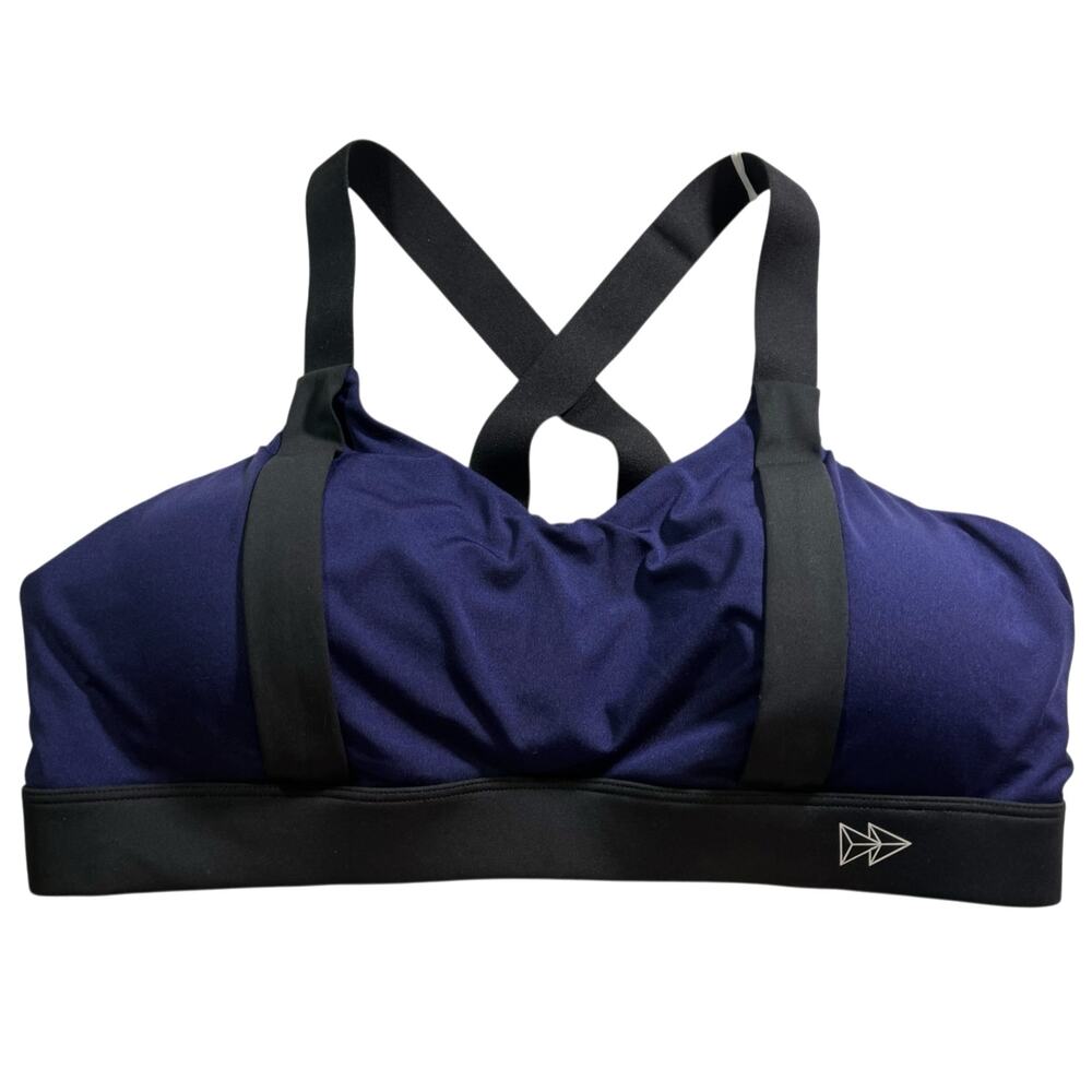 Yvette Sports Bra 40 (D-F),High Impact Crossback, Padded | Midnight Blue NWT
